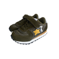 Sneakers bambino verdi in tessuto e suede con stella gialla laterale e chiusura velcro
