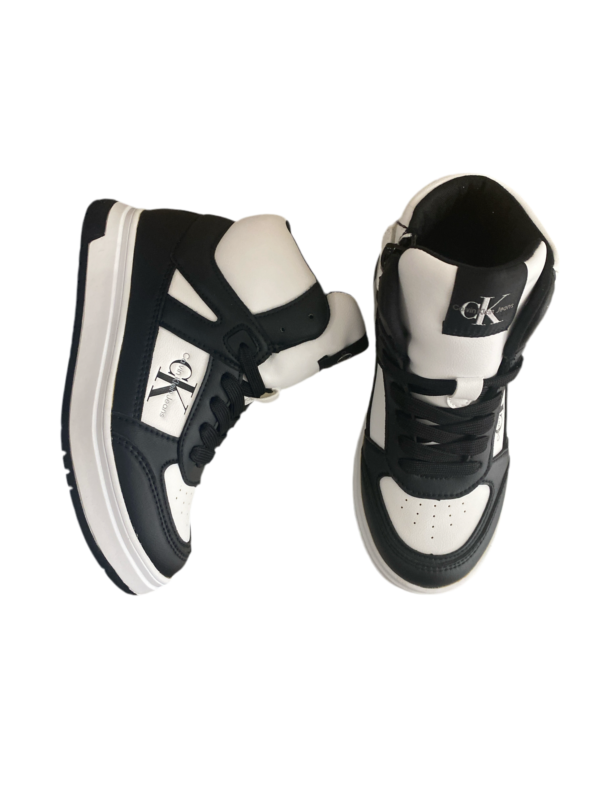 Sneaker Calvin Klein alta lacci bambino bianca vista laterale