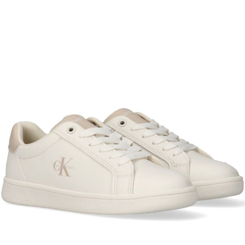 Sneakers basse Calvin Klein bambino allacciate bianche con logo