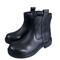 Stivaletti bambini neri in pelle con stelle laterali decorative, eleganti e moderni