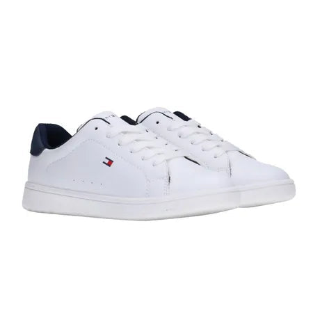Sneaker bassa Tommy Hilfiger allacciata bambino bianca e blu con logo