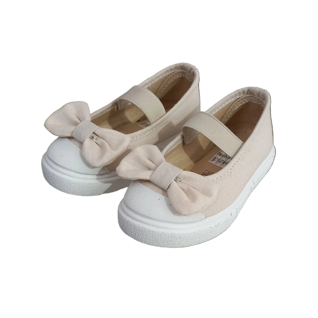 Ballerine bambina Vul-ladi in tela con fiocco – vista frontale