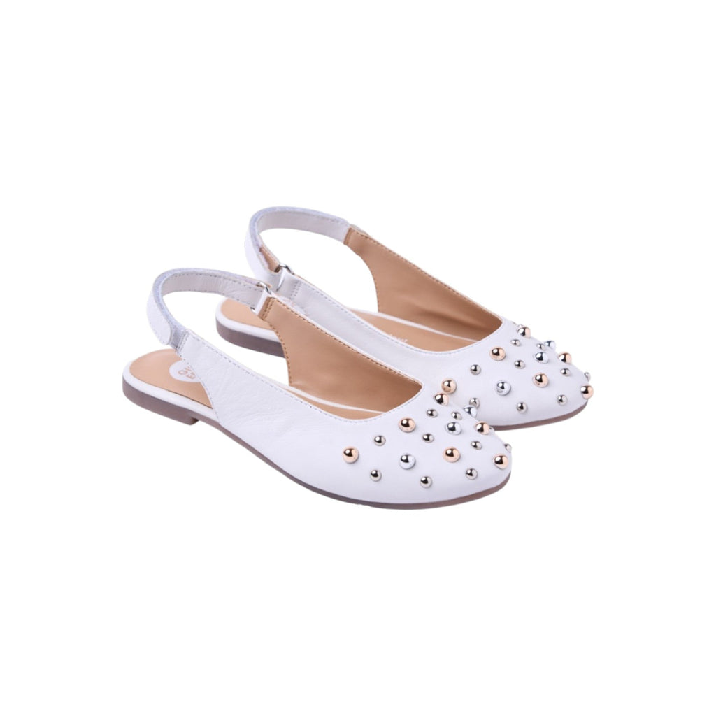 Ballerine Gioseppo Namanye bambina con cinturino e borchie decorative bianche 