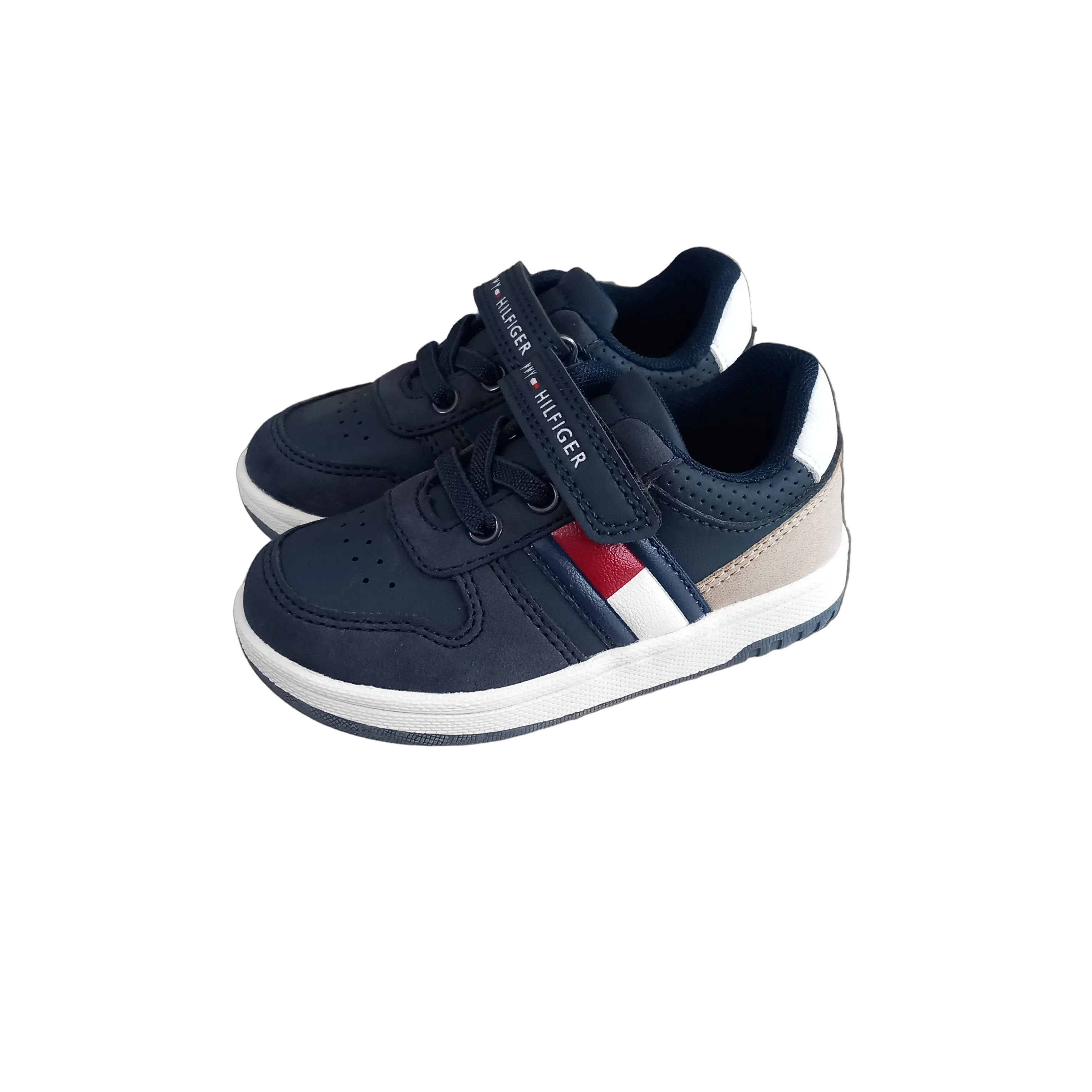 Sneaker Tommy Hilfiger Flaglow Cut bambino con lacci e velcro - vista laterale