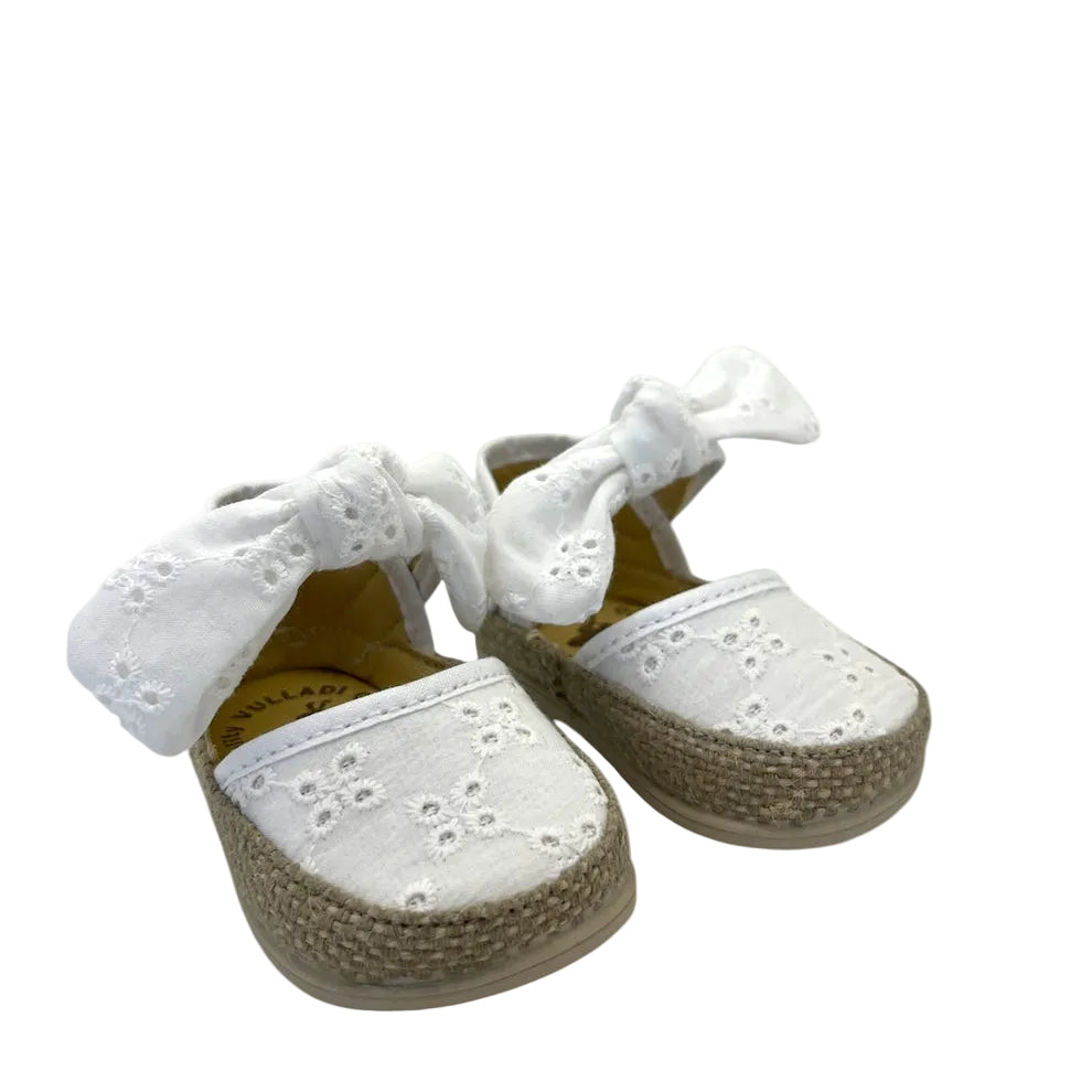 Espadrillas bambina Vul-ladi in cotone con pizzo sangallo – vista frontale
