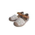 Espadrillas bambina Vul-ladi in macramè con cinturino in cuoio – vista frontale
