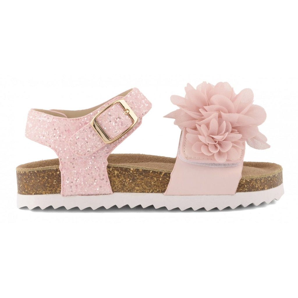 Sandalo romantico bambina Colors Of California con soletto in pelle scamosciata e decorazione floreale