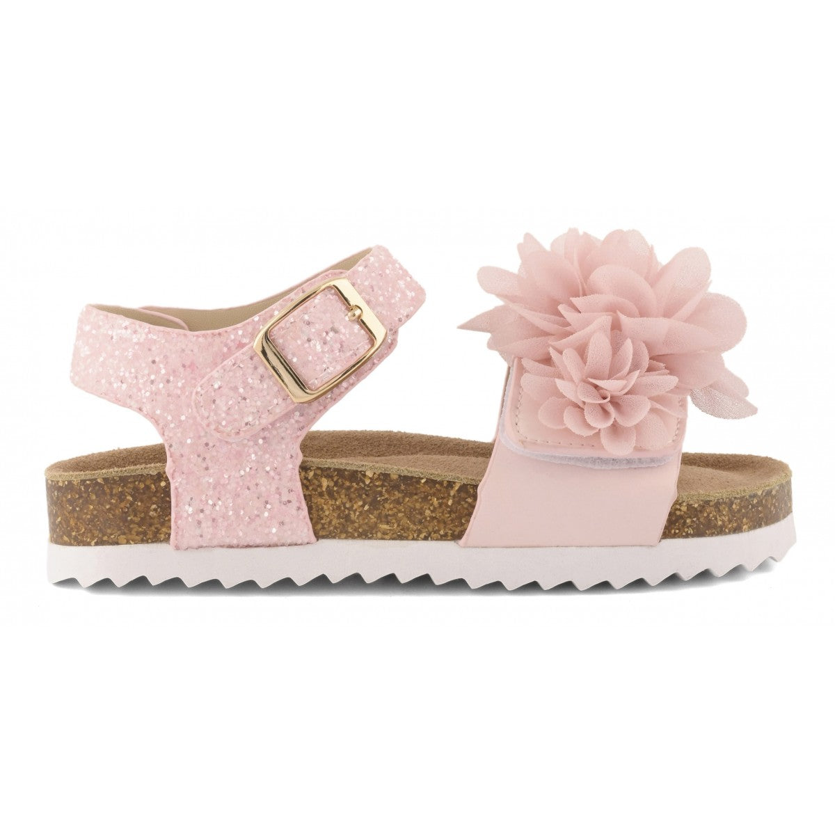 Sandalo romantico bambina Colors Of California con soletto in pelle scamosciata e decorazione floreale