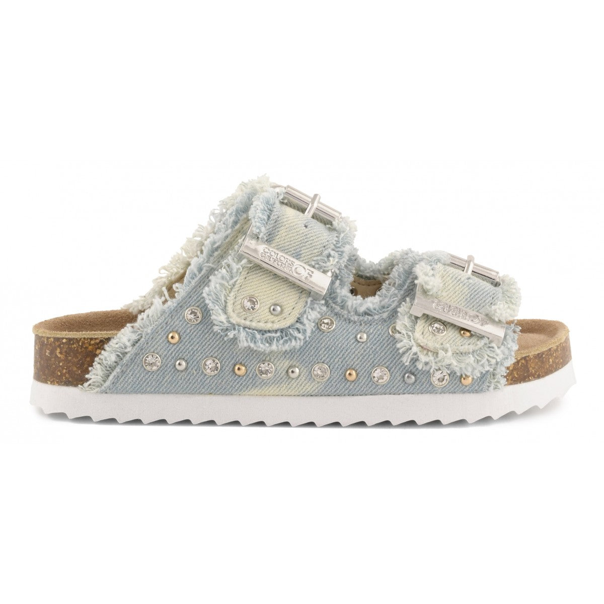 Sandalo glamour Colors Of California bambina in denim con decorazioni strass
