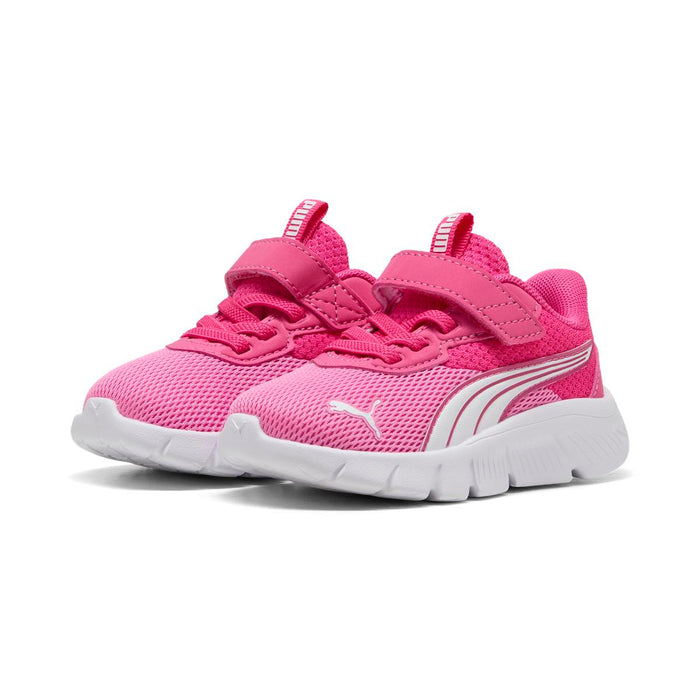 Sneaker Puma FlexFocus Modern bambina vista laterale bianca e rosa