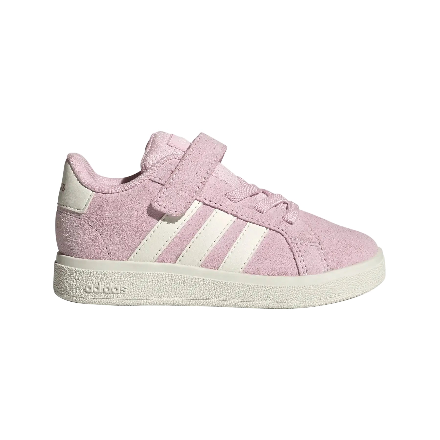 Sneakers Adidas Grand Court bambino con chiusura velcro rosa e dettagli bianchi 