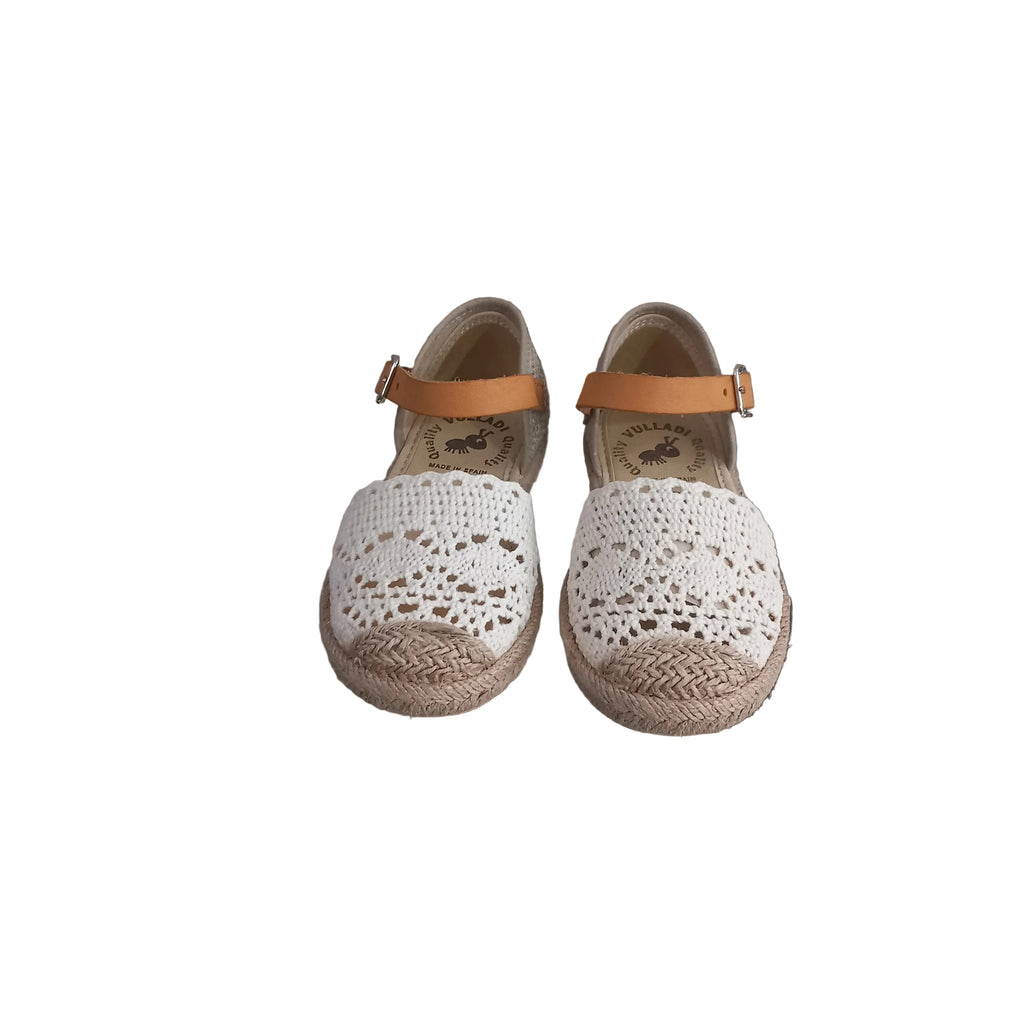 Scarpe espadrillas bambina Vul-ladi macramè e cuoio primavera estate – suola e dettaglio