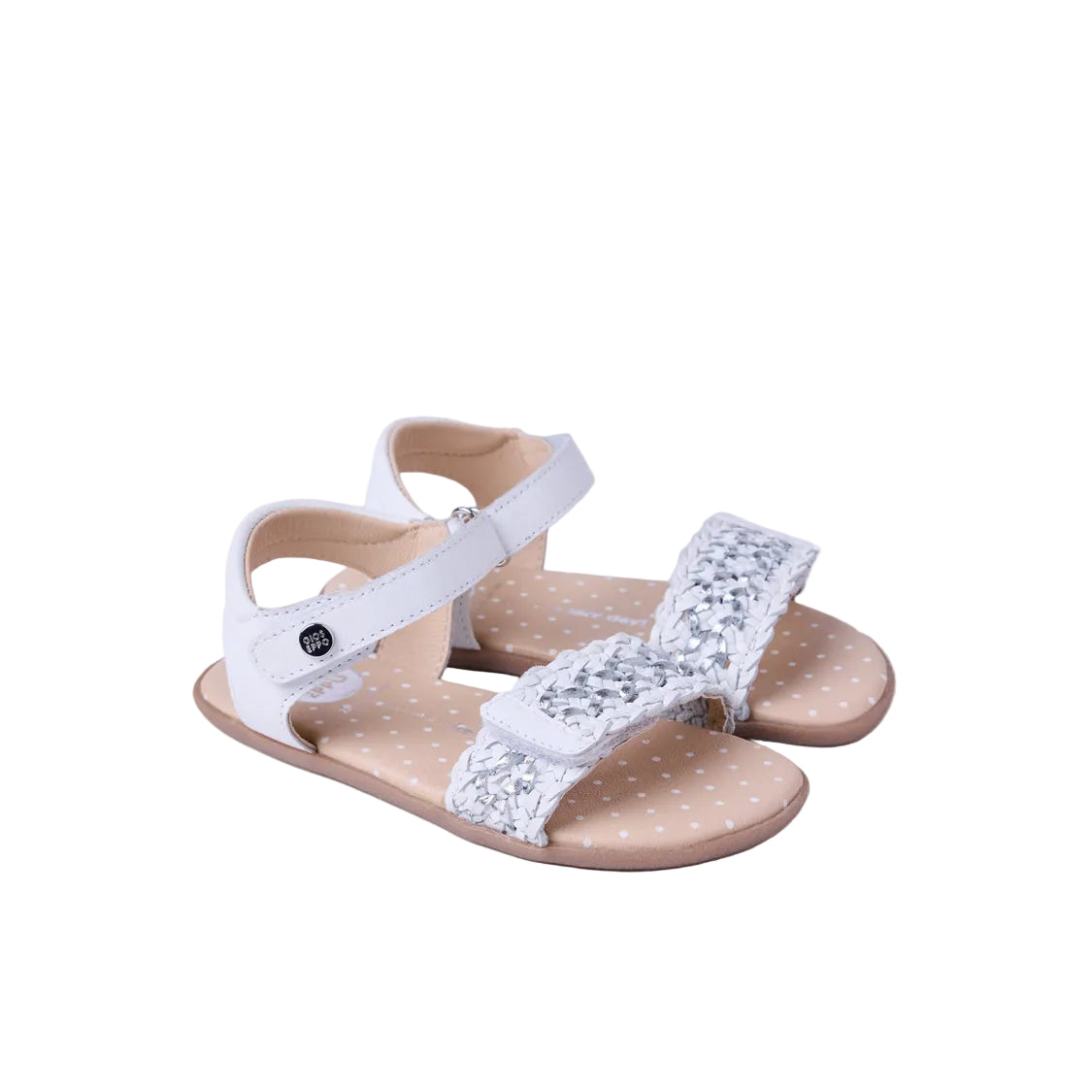 Gioseppo Sandown – Sandali barefoot bambina in pelle intrecciata con dettagli metallici