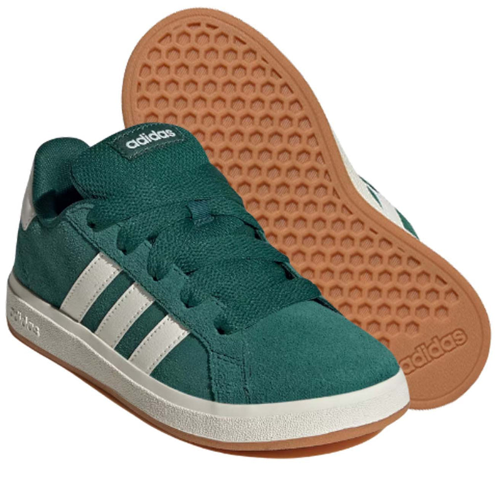 Adidas Grand Court Velcro sneakers bambino verdi - dettaglio chiusura e suola 