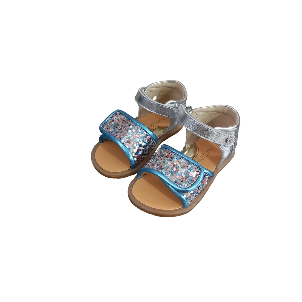 Naturino Sandalo Plafy Glitter bambina con chiusura a velcro – vista frontale