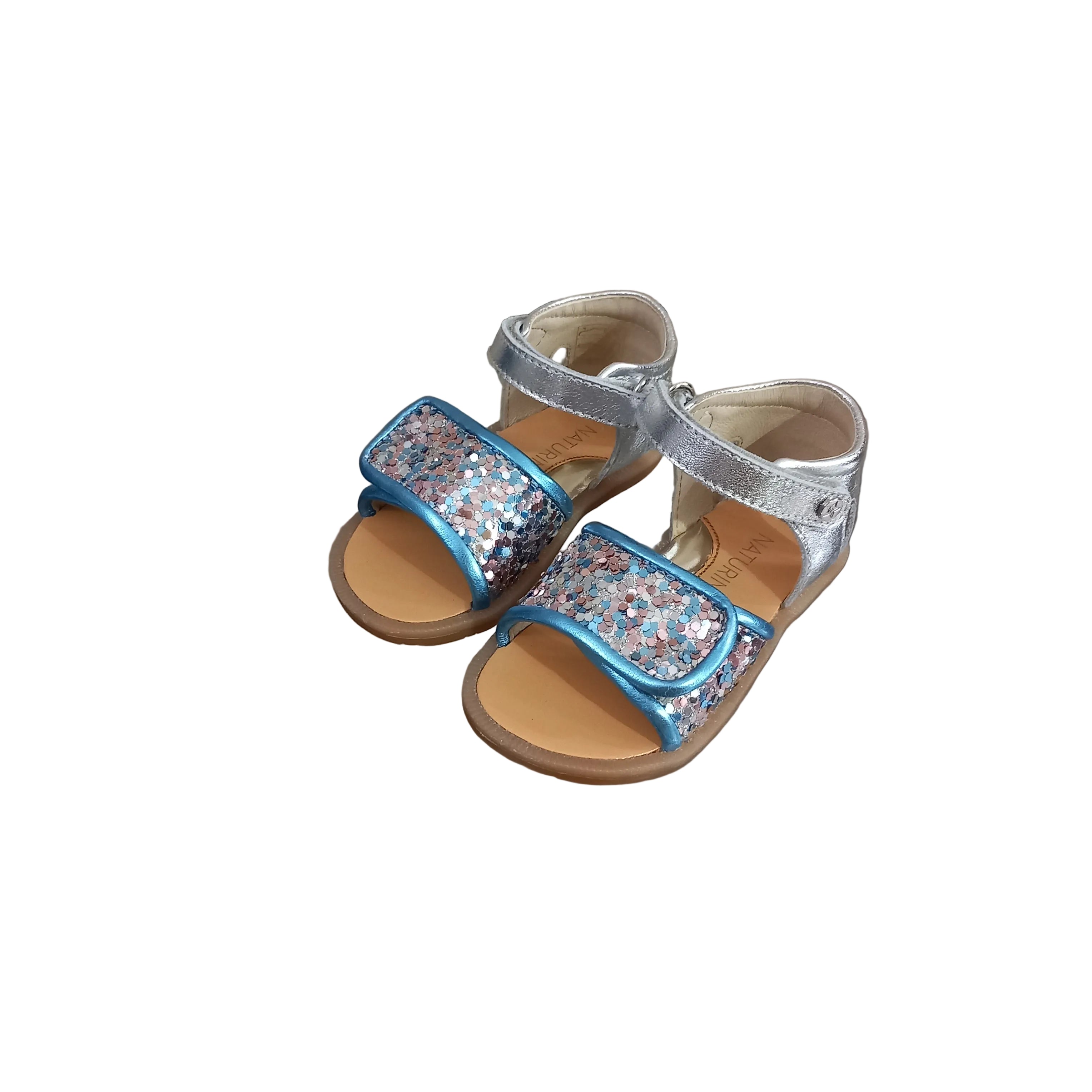 Naturino Sandalo Plafy Glitter bambina con chiusura a velcro – vista frontale