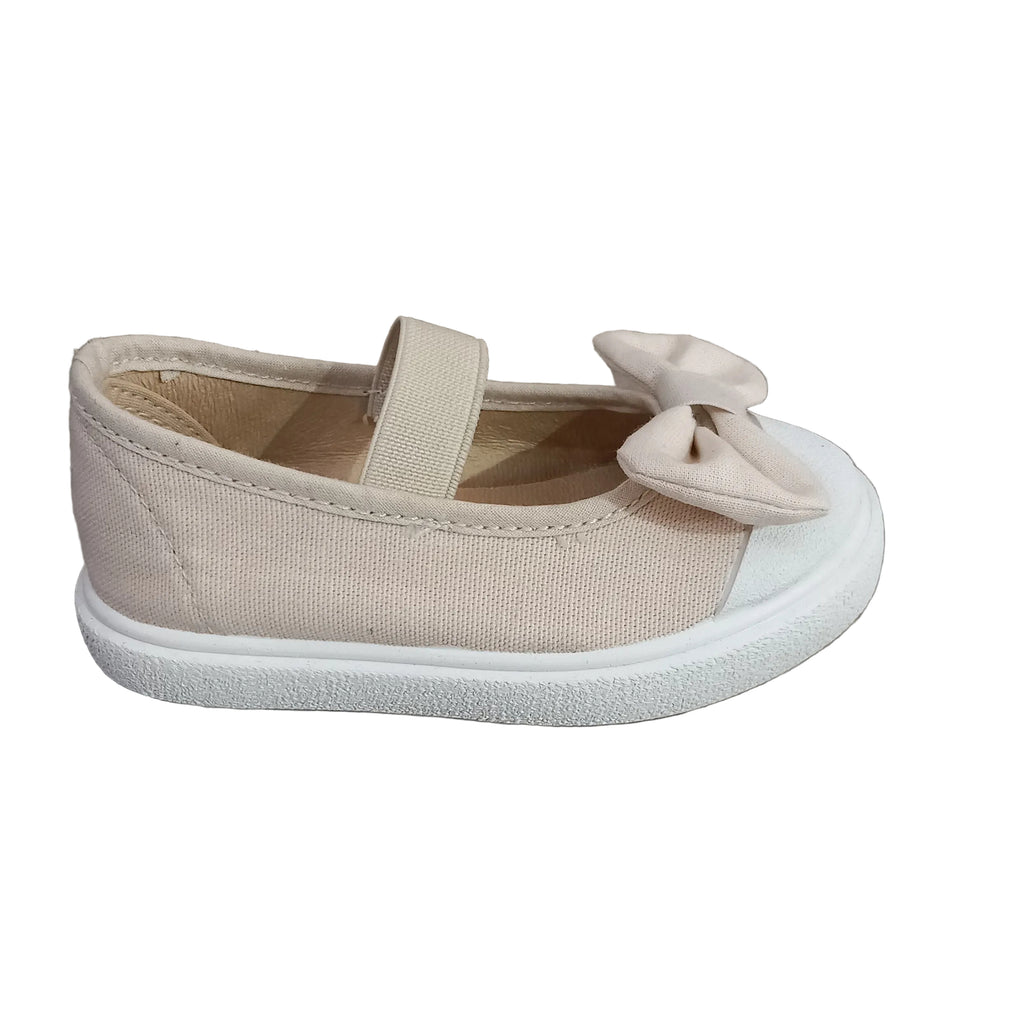 Ballerine bambina Vul-ladi in tela con fiocco – vista laterale 