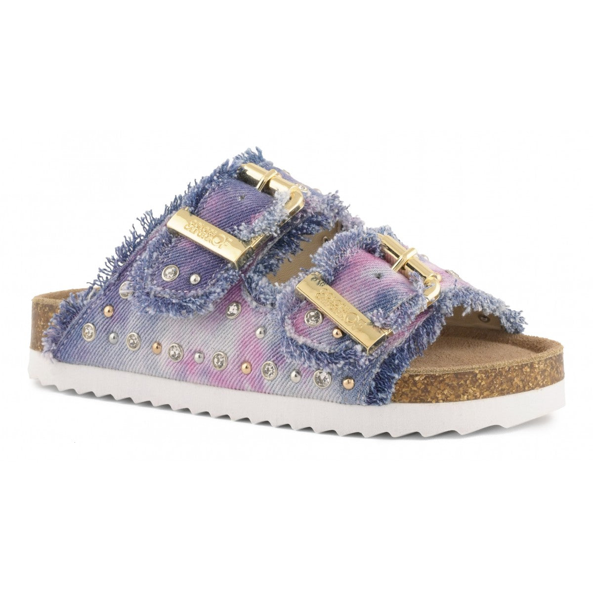 Dettaglio fascia in denim sfrangiato con strass – sandalo bambina Colors Of California