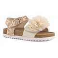 Sandalo bambina Colors Of California con fiori in tulle e cinturino con fibbia in metallo