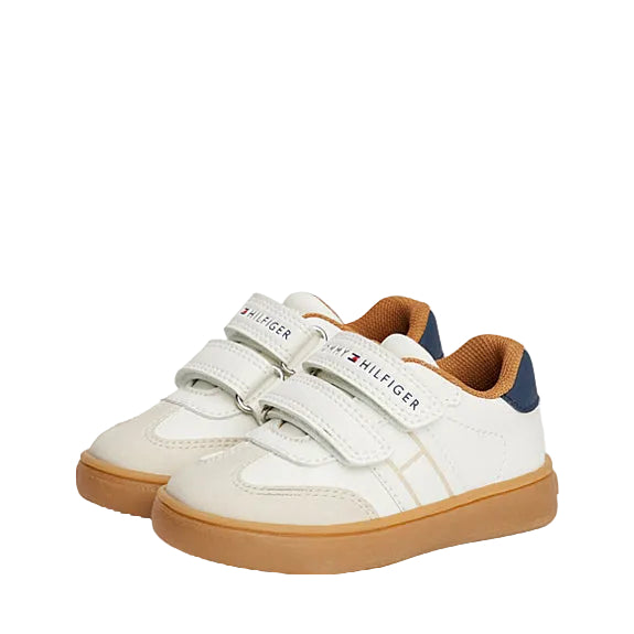 Sneaker bassa Tommy Hilfiger bambino con chiusura velcro bianca e blu