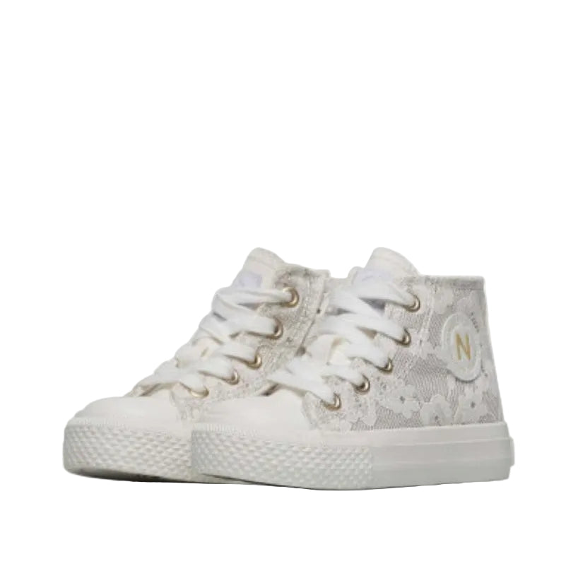 Sneaker alta Naturino Ylfas con pizzo bambina bianca