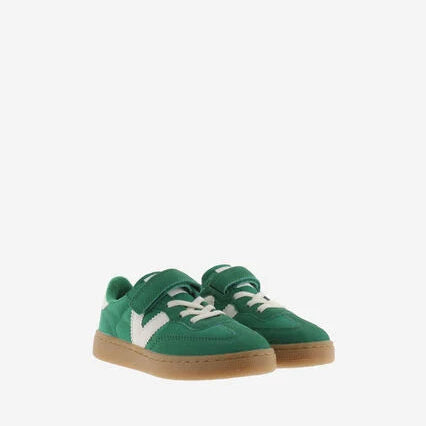 Sneaker Victoria Oslo bambini verde con velcro - vista frontale