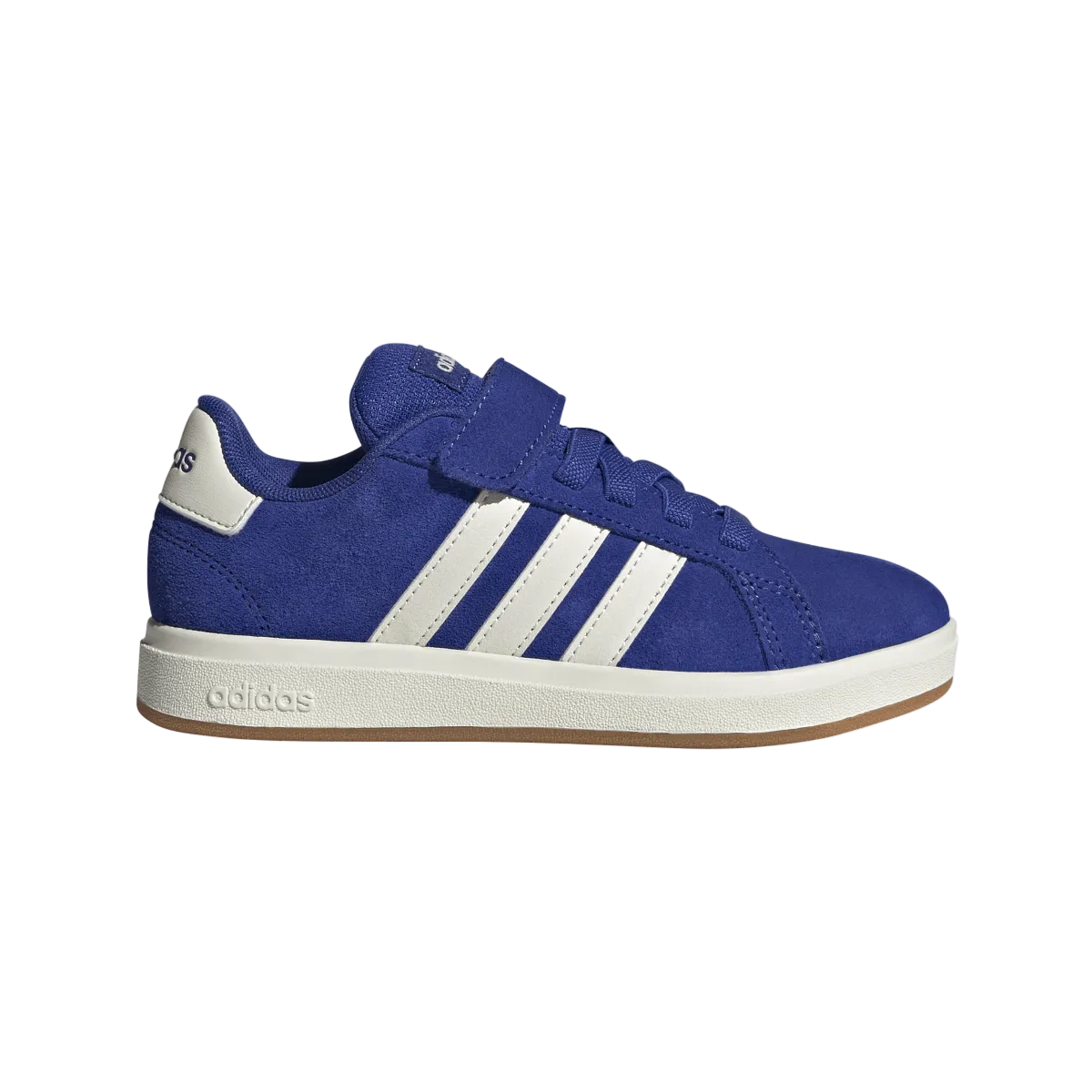 Sneakers Adidas Grand Court bambino con chiusura velcro blu e dettagli bianchi 