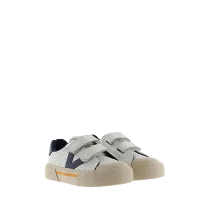 Sneaker Victoria Tribu Traforata bambino bianco blu con chiusura velcro