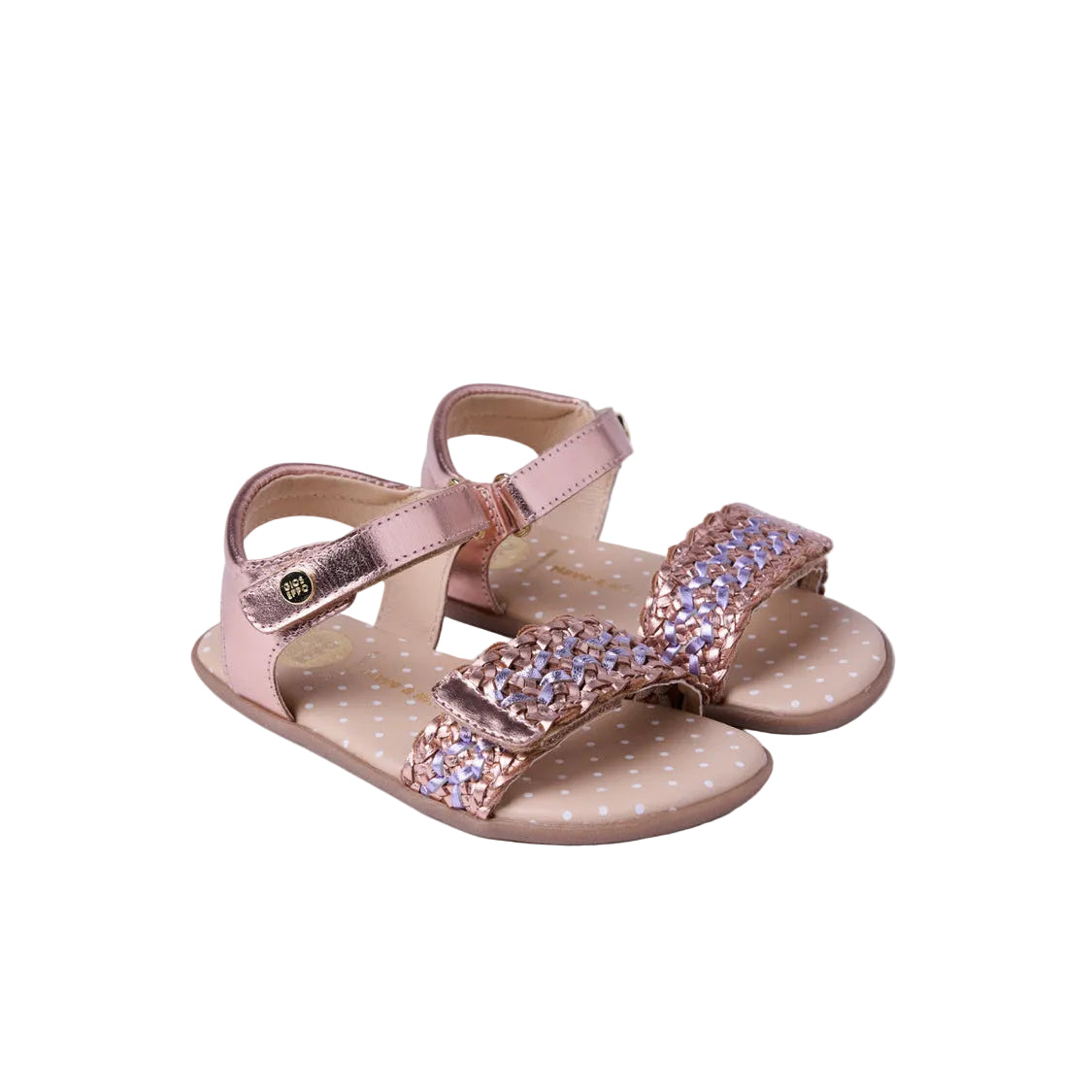 Gioseppo Sandown – Sandali barefoot bambina in pelle intrecciata con dettagli metallici